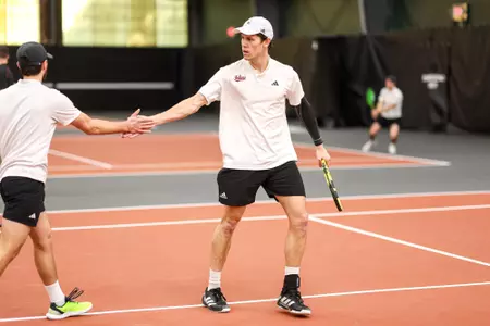 Michael Andre of the Indiana Hoosiers during the meet between the USC Trojans and the Indiana Hoosiers at IU Tennis Center in Bloomington, IN.