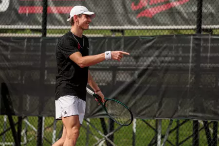 Facundo Yunis of the Indiana Hoosiers during the meet between the Ohio State Buckeyes and the Indiana Hoosiers at IU Tennis Center in Bloomington, IN.