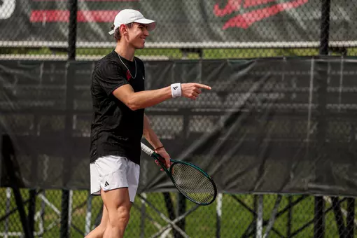Facundo Yunis of the Indiana Hoosiers during the meet between the Ohio State Buckeyes and the Indiana Hoosiers at IU Tennis Center in Bloomington, IN.
