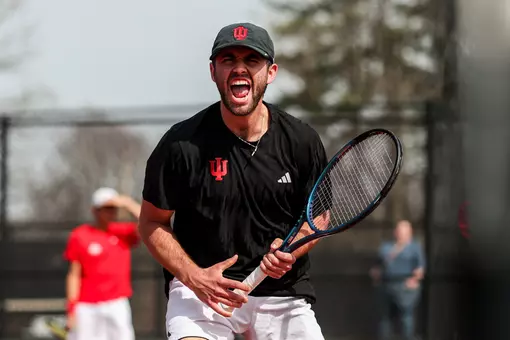 Matteo Antonescu of the Indiana Hoosiers during the meet between the Ohio State Buckeyes and the Indiana Hoosiers at IU Tennis Center in Bloomington, IN.