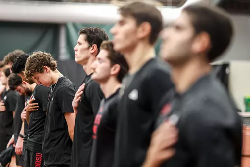 Aidan Atwood during the meet between the UCLA Brins and the Indiana Hoosiers at IU Tennis Center in Bloomington, IN.