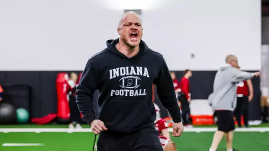 BLOOMINGTON, IN - March 28, 2026 - Indiana Hoosiers Director of Athletic Performance Tyson Brown during spring practice at John Mellencamp Pavillion in Bloomington, IN Photo By Luke Miller/Indiana Athletics