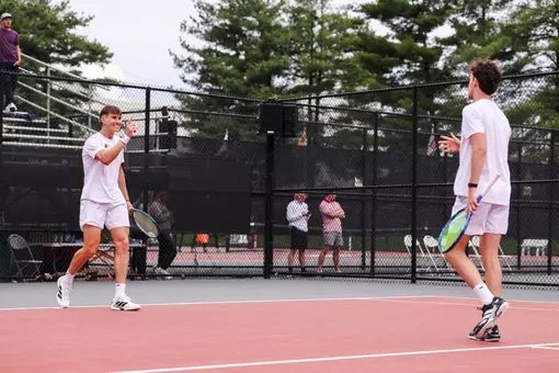 Facundo Yunis and Jip van Assendelft during the meet between the Wisconsin Badgers and the Indiana Hoosiers at IU Tennis Center in Bloomington, IN.