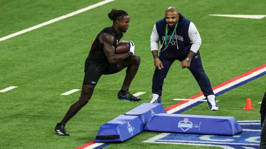 INDIANAPOLIS, IN - February 28, 2026 - running back Roman Hemby #1 of the Indiana Hoosiers during the NFL Combine at Lucas Oil Stadium in Indianapolis, IN. Photo By Dani Meersman/Indiana Athletics