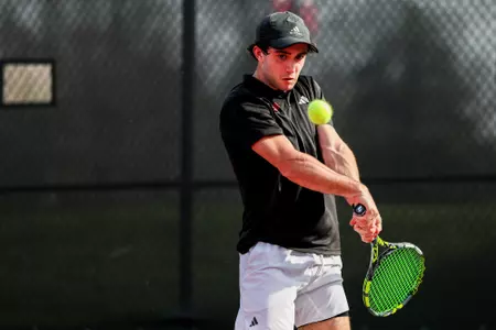 Braeden Gelletich of the Indiana Hoosiers during the meet between the Ohio State Buckeyes and the Indiana Hoosiers at IU Tennis Center in Bloomington, IN.