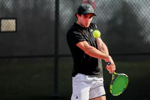 Braeden Gelletich of the Indiana Hoosiers during the meet between the Ohio State Buckeyes and the Indiana Hoosiers at IU Tennis Center in Bloomington, IN.