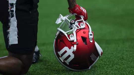 BLOOMINGTON, IN - March 26, 2026 - helmet during spring practice at John Mellencamp Pavillion in Bloomington, IN. Photo By Dani Meersman/Indiana Athletics