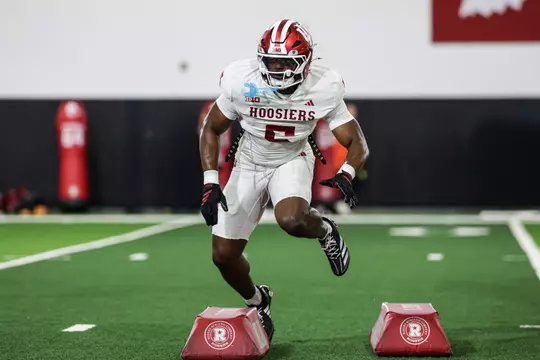 BLOOMINGTON, IN - April 04, 2026 - line backer Rolijah Hardy #5 of the Indiana Hoosiers during practice at Mellencamp Pavillion in Bloomington, IN. Photo By Dani Meersman/Indiana Athletics