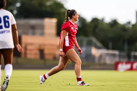 BLOOMINGTON, IN - August 12, 2026 - defender Annabelle "Bella" Haggerty #3 of the Indiana Hoosiers during the game between the Hampton Pirates and the Indiana Hoosiers at Bill Armstrong Stadium in Bloomington, IN. Photo By Mason Munn/Indiana Athletics