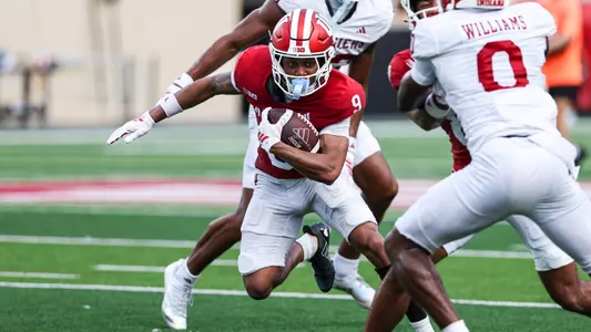 BLOOMINGTON, IN - August 15, 2026 - wide receiver Lavar Keys #9 of the Indiana Hoosiers during practice at Merchants Bank Field at Memorial Stadium in Bloomington, IN. Photo By Dani Meersman/Indiana Athletics