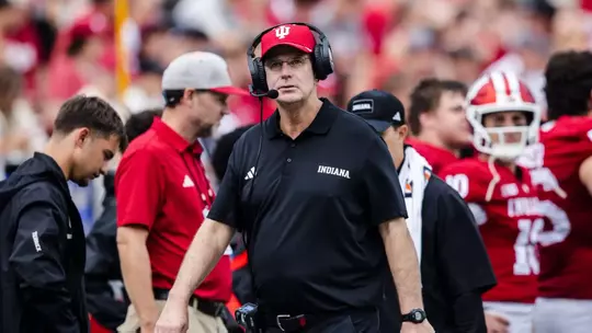 BLOOMINGTON, IN - September 12, 2026 - Indiana Hoosiers Head Coach Curt Cignetti during the game between the Howard Bisons and the Indiana Hoosiers at Merchants Bank Field at Memorial Stadium in Bloomington, IN. Photo By Luke Miller/Indiana Athletics