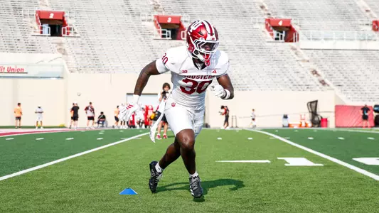 BLOOMINGTON, IN - August 13, 2026 - linebacker Paul "PJ" Nelson #30 of the Indiana Hoosiers during practice at Merchants Bank Field at Memorial Stadium in Bloomington, IN. Photo By Dani Meersman/Indiana Athletics