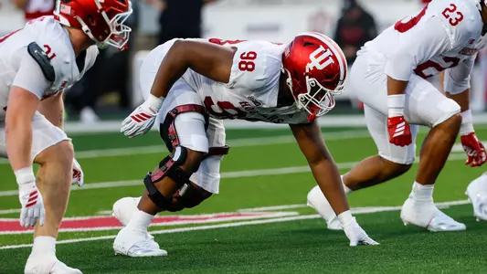 BLOOMINGTON, IN - August 25, 2026 - defensive lineman Cameron "Cam" McHaney #98 of the Indiana Hoosiers during practice at Merchants Bank Field at Memorial Stadium in Bloomington, IN. Photo By Dani Meersman/Indiana Athletics