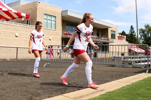 BLOOMINGTON, IN - September 13, 2026 - defender Piper Coffield #22 of the Indiana Hoosiers and midfielder Maggie Ledwith #4 of the Indiana Hoosiers during the game between the Ohio State Buckeyes and the Indiana Hoosiers at Bill Armstrong Stadium in Bloomington, IN. Photo By Easton Zelinsky / Indiana Athletics