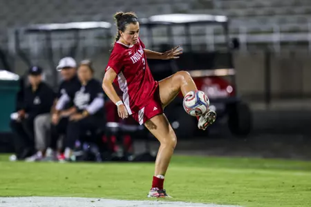 BLOOMINGTON, IN - September 24, 2026 - defender Annabelle "Bella" Haggerty #3 of the Indiana Hoosiers during the game between the Minnesota Golden Gophers and the Indiana Hoosiers at Bill Armstrong Stadium in Bloomington, IN. Photo By Peter Davis/Indiana Athletics