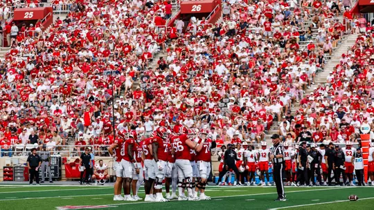 BLOOMINGTON, IN - September 19, 2026 - the Indiana Hoosiers Football team during the game between the Western Kentucky Hilltoppers and the Indiana Hoosiers at Merchants Bank Field at Memorial Stadium in Bloomington, IN. Photo By Dani Meersman/Indiana Athletics