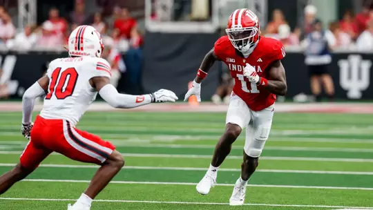 BLOOMINGTON, IN - September 19, 2026 - wide receiver Nick Marsh #11 of the Indiana Hoosiers during the game between the Western Kentucky Hilltoppers and the Indiana Hoosiers at Merchants Bank Field at Memorial Stadium in Bloomington, IN. Photo By Dani Meersman/Indiana Athletics