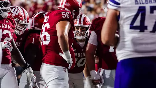 BLOOMINGTON, IN - September 25, 2026 - quarterback Josh Hoover #10 of the Indiana Hoosiers during the game between the Northwestern Wildcats and the Indiana Hoosiers at Merchants Bank Field at Memorial Stadium in Bloomington, IN. Photo By Luke Miller/Indiana Athletics