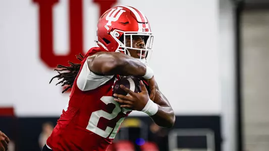 BLOOMINGTON, IN - August 17, 2026 - running back Jayreon Campbell #22 of the Indiana Hoosiers during practice at John Mellencamp Pavillion in Bloomington, IN. Photo By Easton Zelinsky / Indiana Athletics