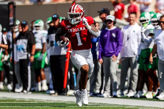 BLOOMINGTON, IN - September 05, 2026 - running back Turbo Richard #1 of the Indiana Hoosiers during the game between the North Texas Mean Green and the Indiana Hoosiers at Merchants Bank Field at Memorial Stadium in Bloomington, IN. Photo By Peter Davis/Indiana Athletics