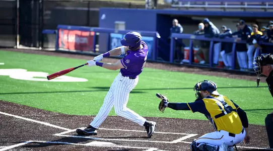 DeLauter hitting against Quinnipiac