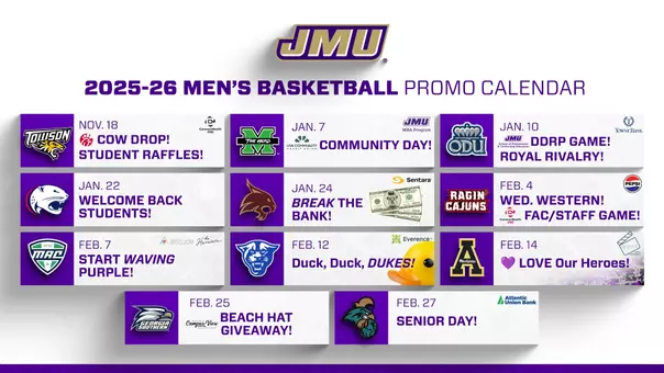 JMU MBB Promo Calendar 2025-26