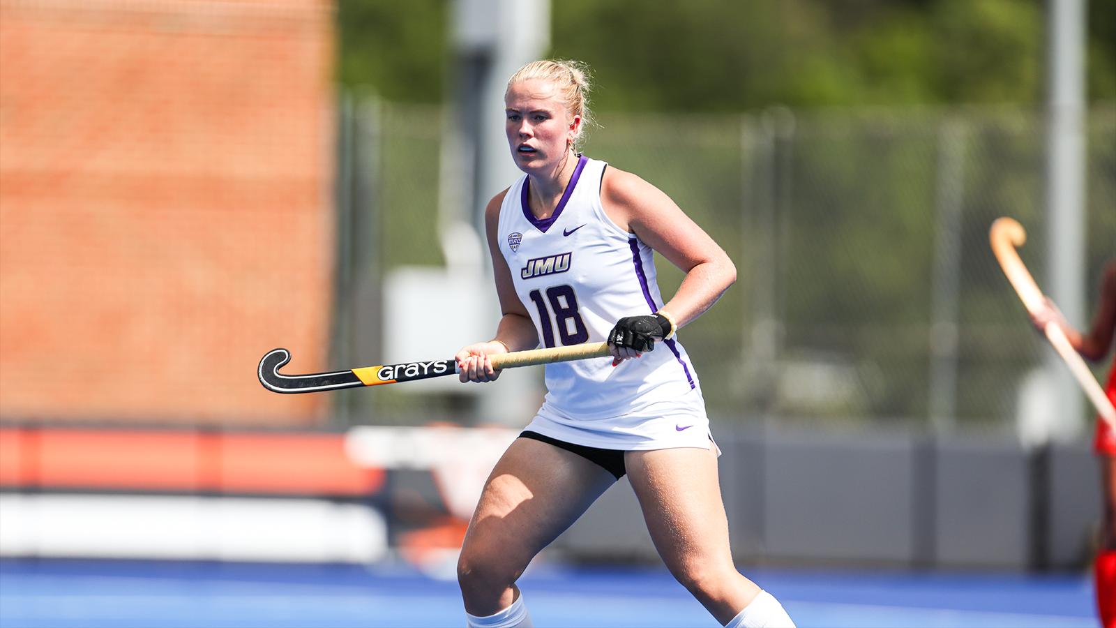 Photo: jmusports.com Emma Smit on the field against Virginia