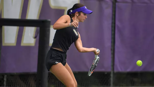 Sierra Vagi participates in a JMU tennis practice