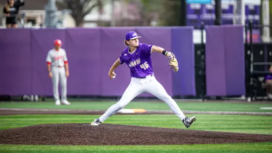 Luke Alexander in mid pitching form against Louisiana at Veterans Memorial Park