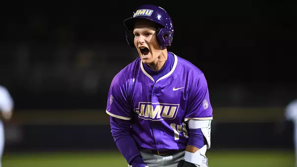 Conner Worth reacting after hitting a two-run single in the seventh inning at Virginia on April 7, 2026.