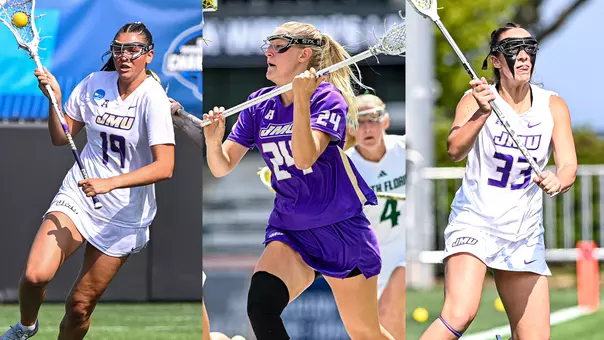Photos of Olivia Rongo, Reese Cuviello, and Payton Root competing during the 2026 season.