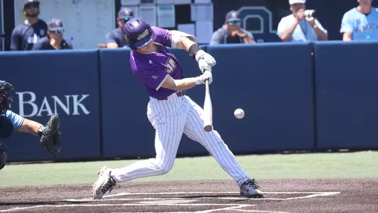 Clay Thompson connects for a base hit at Old Dominion.