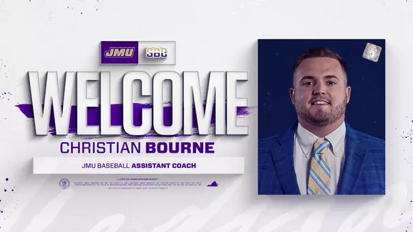 Welcome graphic for the new baseball assistant coach Christian Bourne.