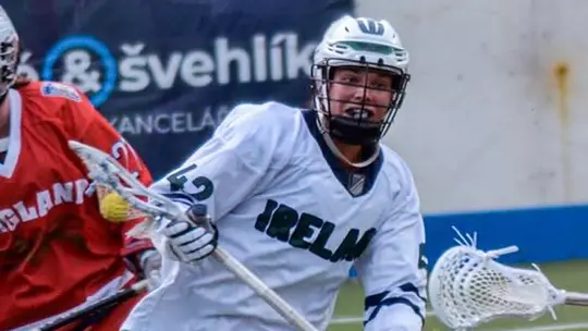 Joey Degl representing Ireland in the World Lacrosse Games