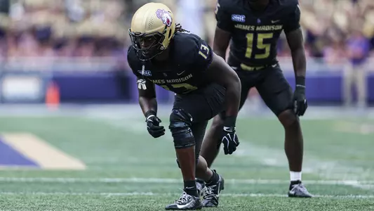 Ernest Willor Jr lines up on the defensive line ahead of a snap against Wagner