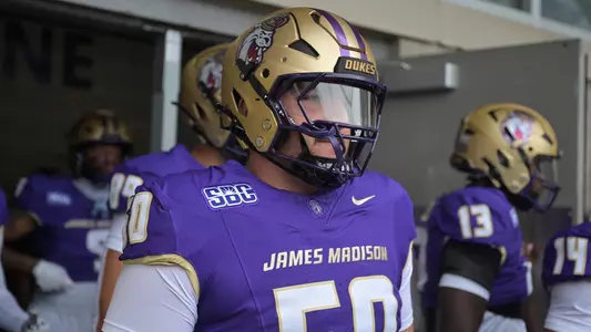 Jesse Sears exits the locker room prior to JMU's game against Liberty