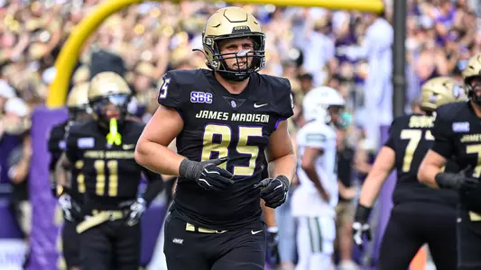 Ryder Post heads to the sideline following a JMU touchdown against Wagner