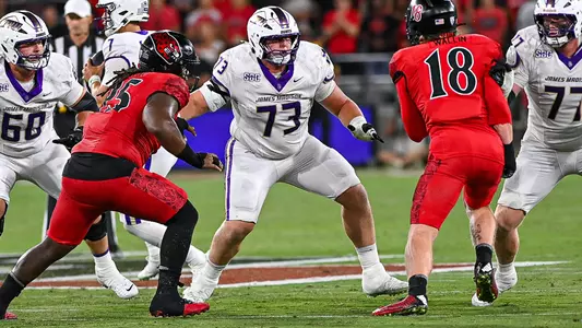 Evan Bushong blocks a San Diego State defender