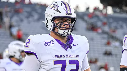 Kaedin Massey takes the field prior to JMU's game at San Diego State