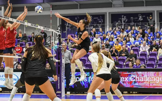 Addie Norman flies high with the attack against South Alabama