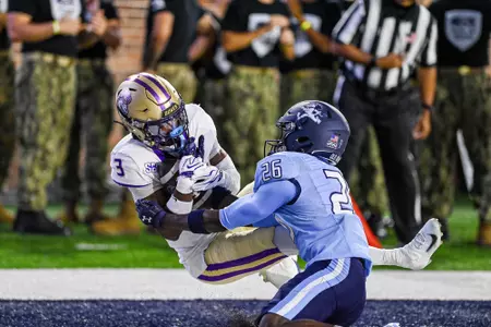 Corey Scott hauls in a touchdown pass during JMU's game at Old Dominion on Sept. 26
