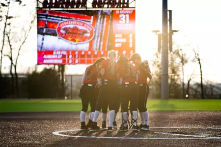 The Gamecocks celebrate a 9 to 4 win against ASU on March, 10th, 2020