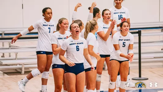 Bench celebrates during match vs. Ball State