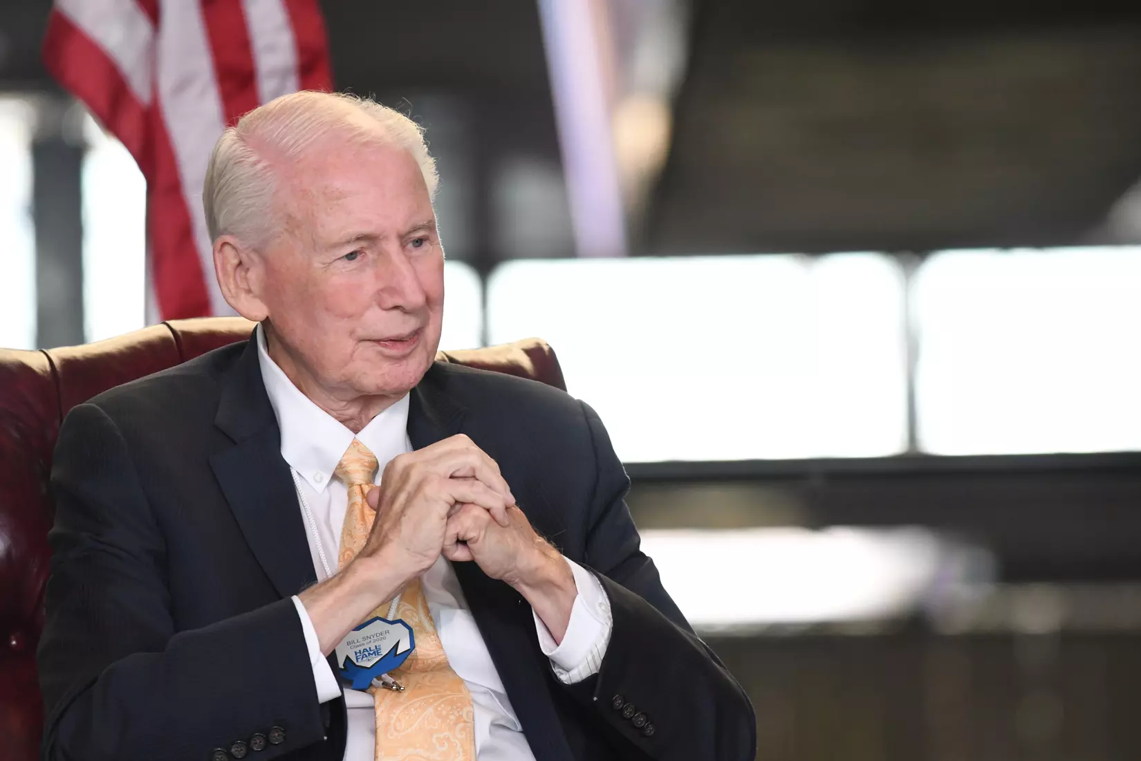 The Goodyear Cotton Bowl Classic celebrated the 2020 Hall of Fame class with an induction ceremony on October 5, 2021 at AT&T Stadium. The 12th Cotton Bowl Hall of Fame Class includes Kansas State quarterback Jonathan Beasley, Notre Dame split end Tom Gatewood, Arkansas guard Jerry Jones, Ole Miss running back/wide receiver Dexter McCluster, Texas defensive end Cory Redding, Boston College linebacker Bill Romanowski and Kansas State head coach Bill Snyder. Photo by Ian Halperin/Cotton Bowl