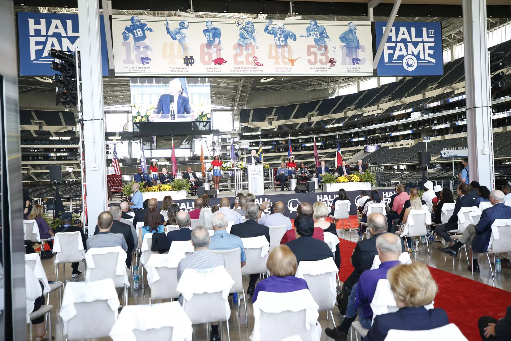05 October 2021: Bill Snyder of the 2020 Cotton Bowl Hall of Fame class at the induction ceremony at AT&T Stadium in Arlington, Texas. Photo by James D. Smith/CBAA