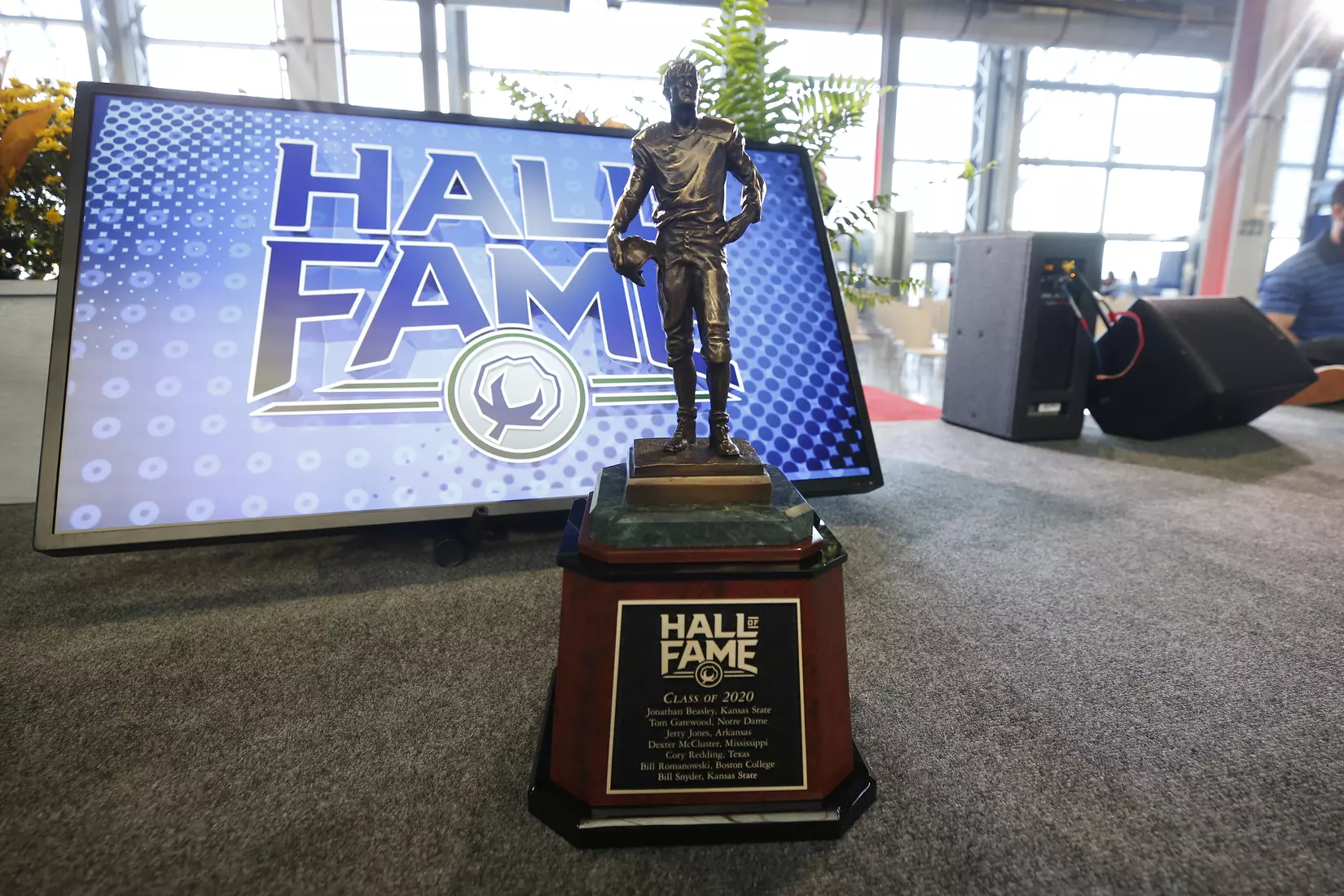 05 October 2021: Statue for whole class of the 2020 Cotton Bowl Hall of Fame class at the induction ceremony at AT&T Stadium in Arlington, Texas. Photo by James D. Smith/CBAA