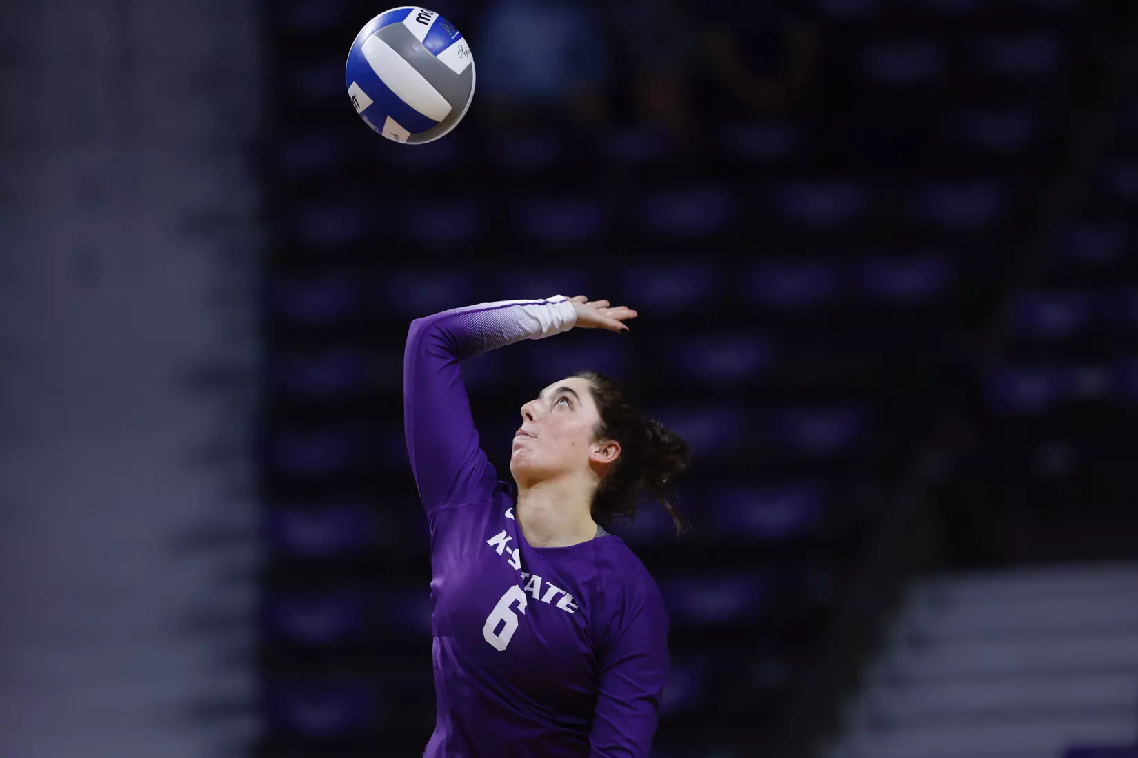 Jacque Smith serves during K-State's match against Kansas on Nov. 27th