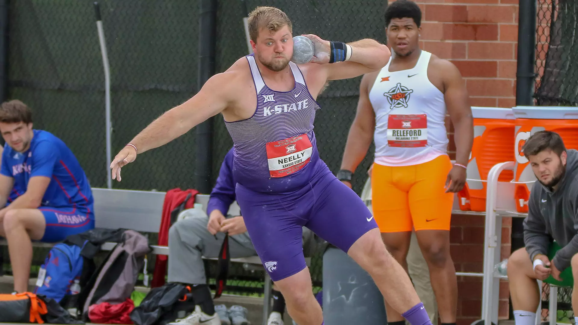 Brett Neelly | Shot Put, Discus | Gallatin, Tenn.
After setting the school record both indoors and outdoors in the men’s shot put, senior Brett Neelly enters the NCAA West Preliminary in two events, the men’s shot put and discus. Neelly holds the No. 5 mark in the West region in the men’s shot put, throwing 20.13m/66-00.50 at the Triton Invitational on April 12 to break the school record, while also throwing 57.36m/188-02 in the discus at the Big 12 Outdoor Championship to rank No. 12 in the West. Neelly placed as the runner-up in both events at the Big 12 Championship and holds the No. 1 and No. 5 marks in K-State history between the shot put and discus.
