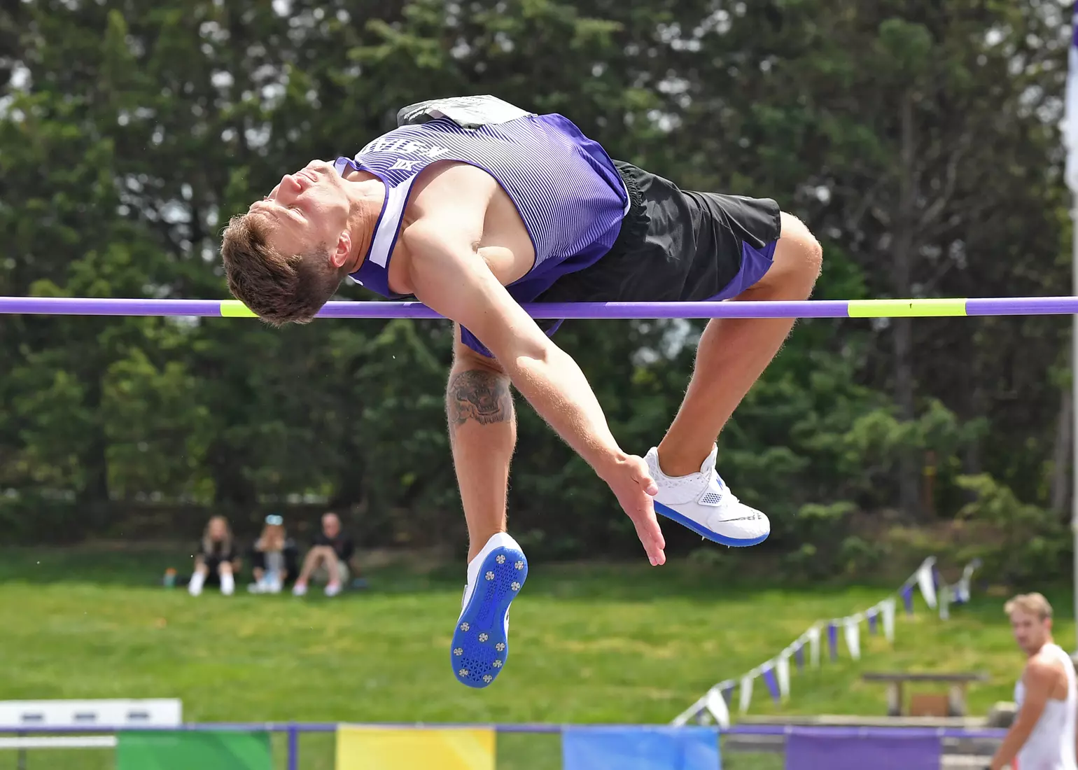 Matas Adamonis of Kansas State competes during the Big 12 Outdoor Track & Field Championship at R.V. Christian Track & Field Complex on May 14, 2021 in Manhattan, Kansas.