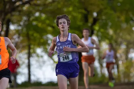 Cooper Schroeder of Kansas State competes in the 2018 Big 12 Cross Country Championships in Ames, Iowa on October 26, 2018.